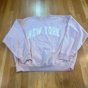 Brandy Melville / John Galt New York Oversized Crewneck Sweatshirt Pink